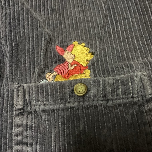 Vintage Disney Pooh Corduroy Shirt S Gray Purple Eeyore Piglet Button Down - Picture 4 of 12